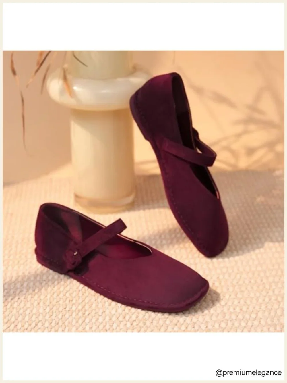 Elegant V-Cut Square Toe Mary Jane Flats with Adjustable Strap Ballet Shoes